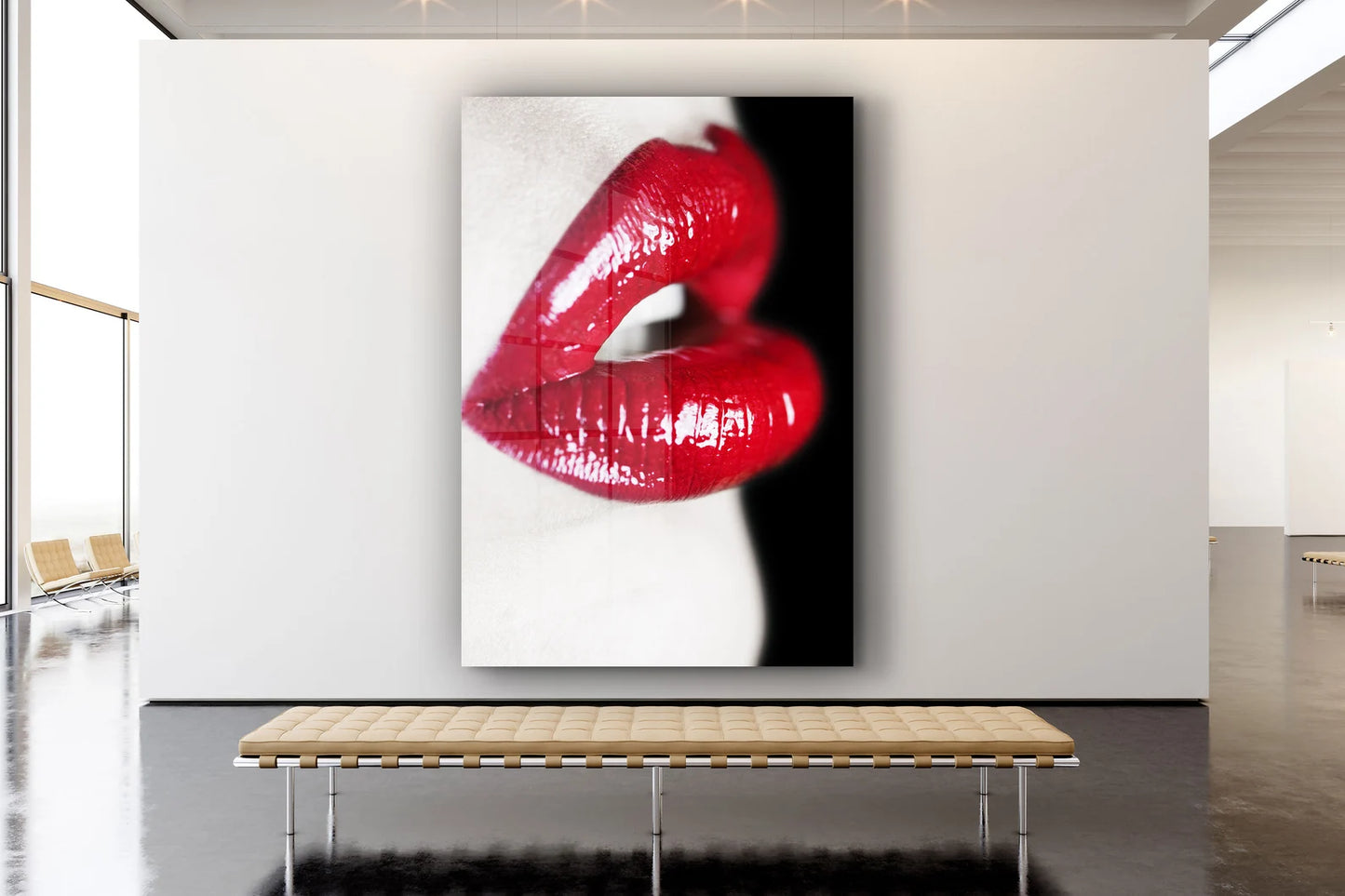 Labbra Rosse e Sensuali Quadro in Vetro Temperato