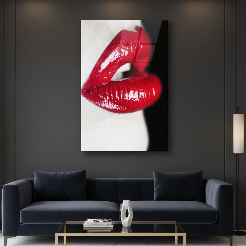 Labbra Rosse e Sensuali Quadro in Vetro Temperato