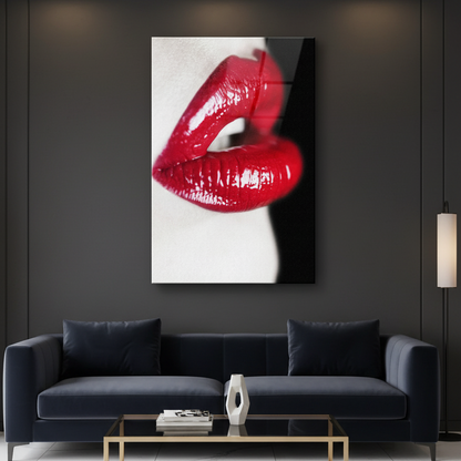 Labbra Rosse e Sensuali Quadro in Vetro Temperato