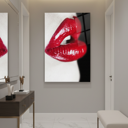 Labbra Rosse e Sensuali Quadro in Vetro Temperato