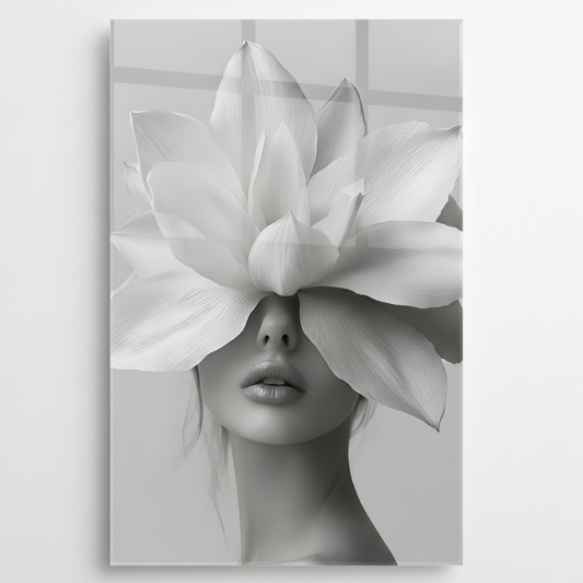 Woman with Flower Glass Wall Art