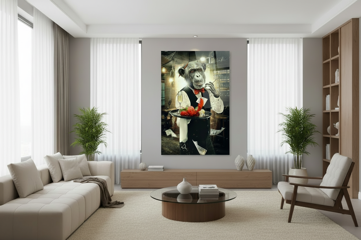 Funny Monkey Quadro in Vetro Temperato