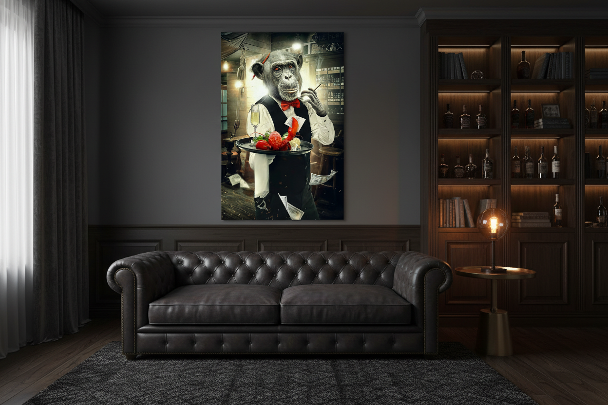 Funny Monkey Quadro in Vetro Temperato