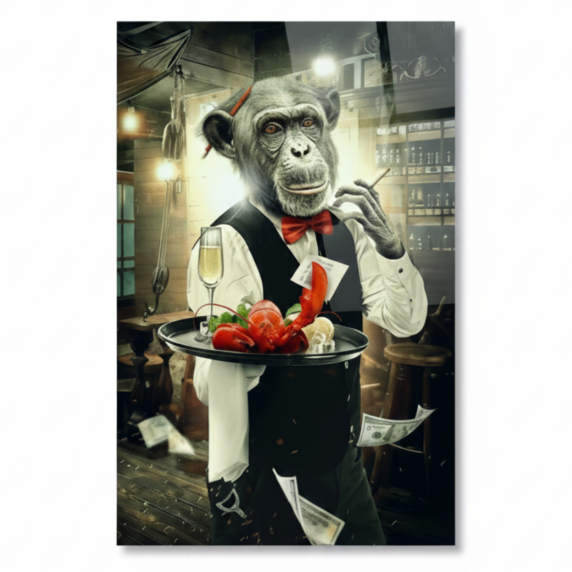 Funny Monkey Quadro in Vetro Temperato