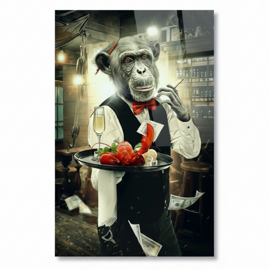 Le singe amusant Tableau en Verre Trempé