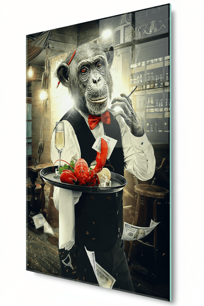 Funny Monkey Glass Wall Art