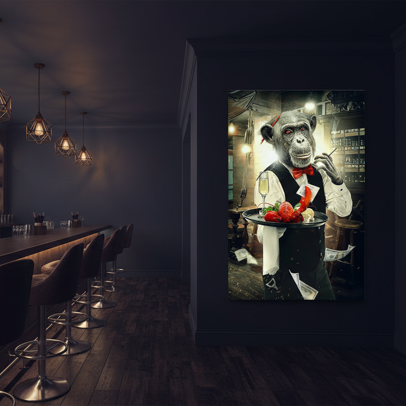Funny Monkey Quadro in Vetro Temperato