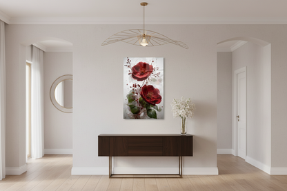 Roses Bordeaux Tableau en Verre Trempé