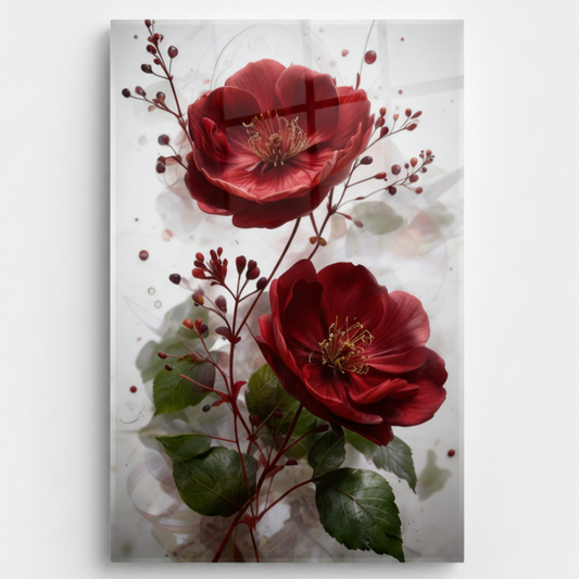 Bordeaux Roses Glass Wall Art
