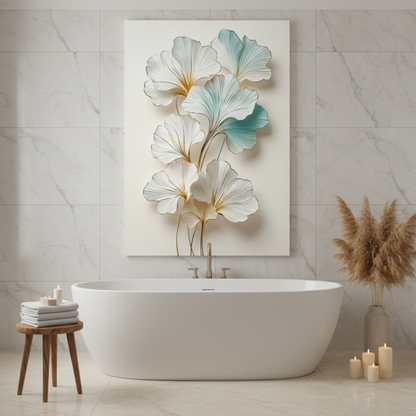 Feuilles de Ginkgo Tableau en Verre Trempé