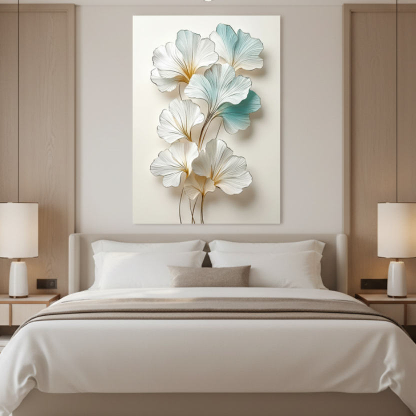 Feuilles de Ginkgo Tableau en Verre Trempé