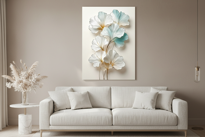 Feuilles de Ginkgo Tableau en Verre Trempé