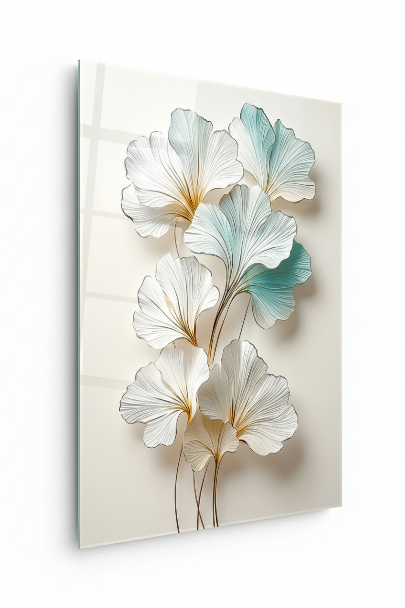 Feuilles de Ginkgo Tableau en Verre Trempé
