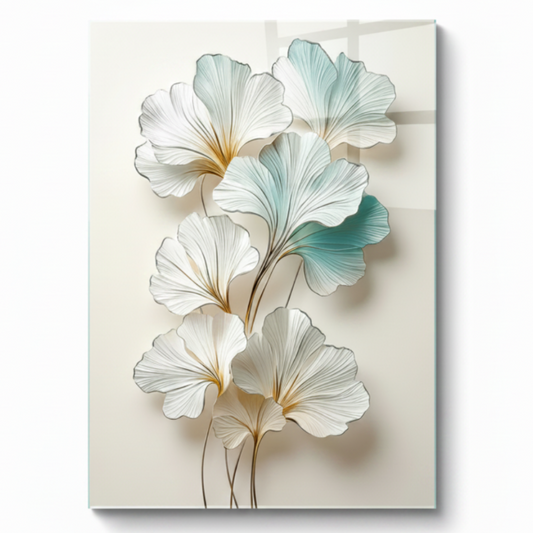 Feuilles de Ginkgo Tableau en Verre Trempé