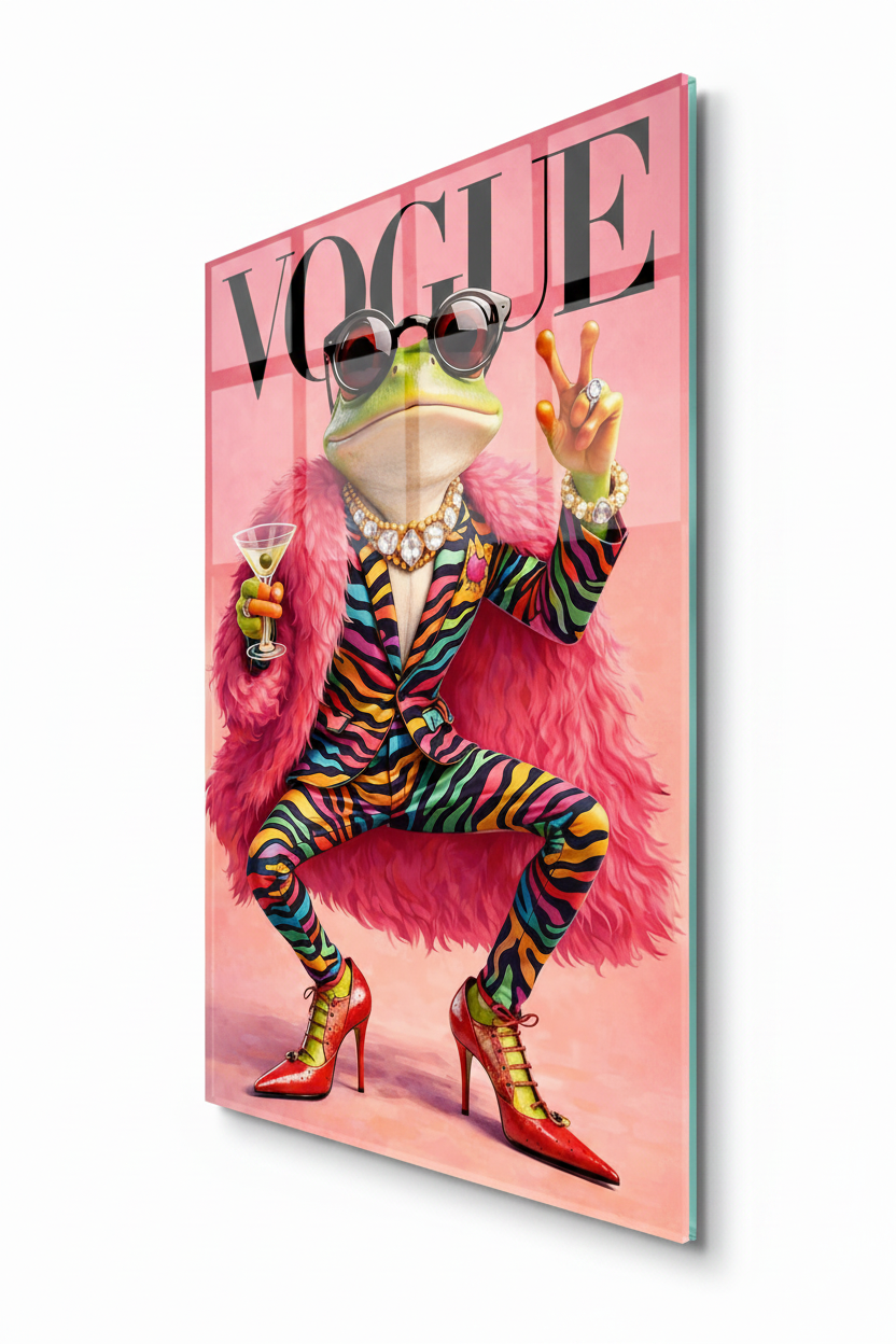 Fashion Frog Quadro in Vetro Temperato