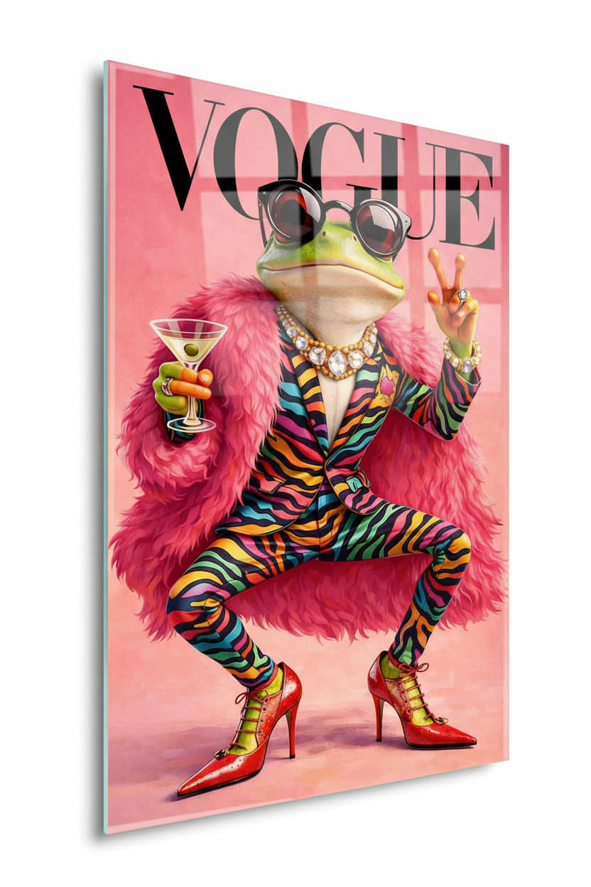 Fashion Frog Quadro in Vetro Temperato