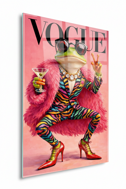 Fashion Frog Quadro in Vetro Temperato