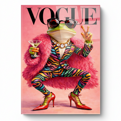 Fashion Frog Quadro in Vetro Temperato