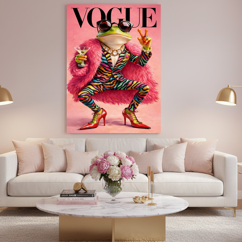 Fashion Frog Quadro in Vetro Temperato