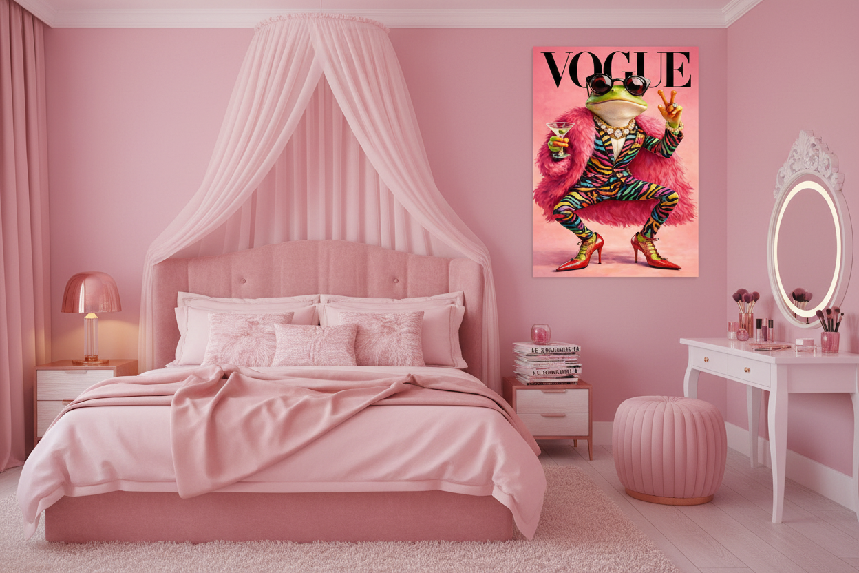 Fashion Frog Quadro in Vetro Temperato
