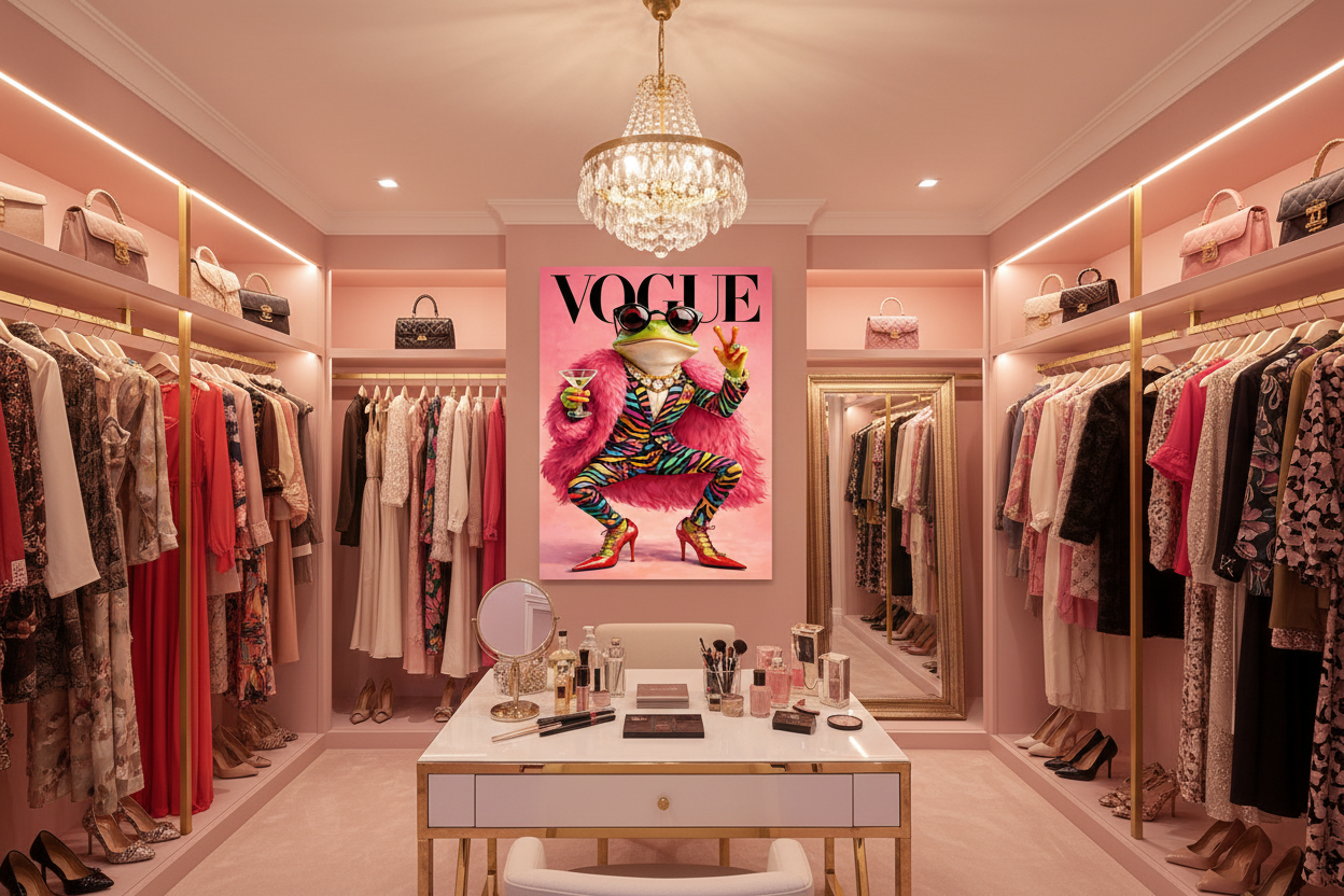 Fashion Frog Quadro in Vetro Temperato