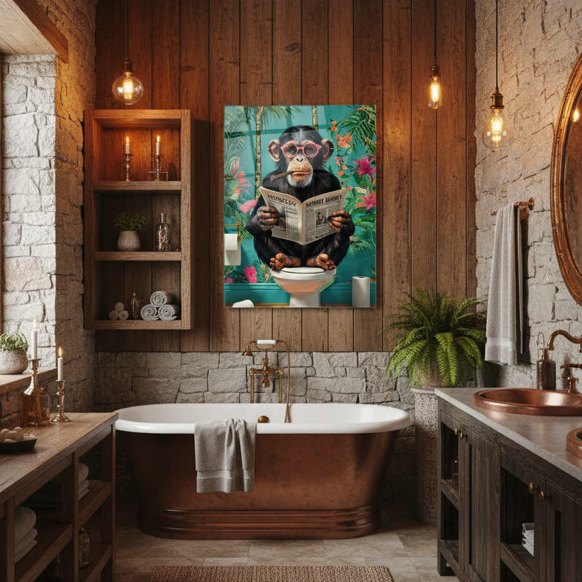 Funny Monkey Glass Wall Art
