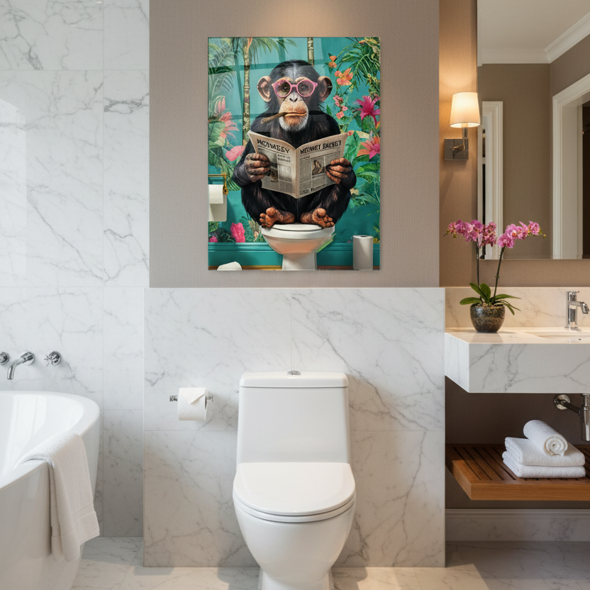 Funny Monkey Glass Wall Art