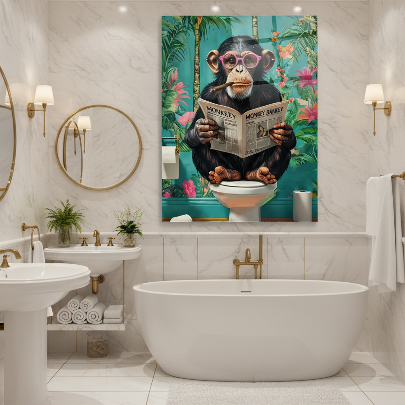 Funny Monkey Glass Wall Art