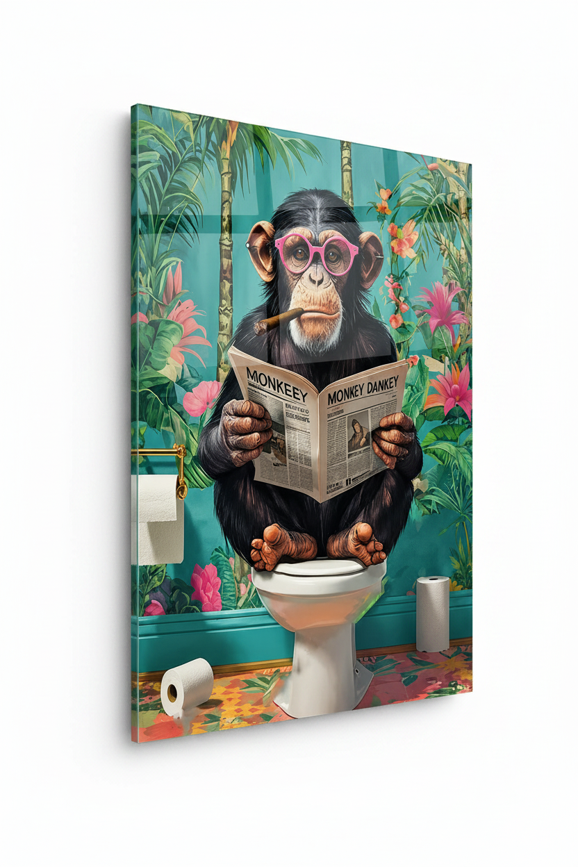 Funny Monkey Glass Wall Art