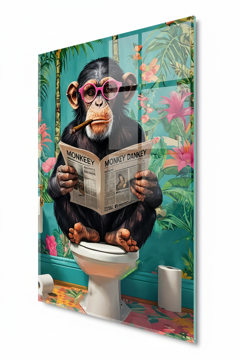 Funny Monkey Glass Wall Art