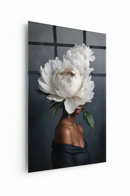 La Beauté de la Pivoine Tableau en Verre Trempé