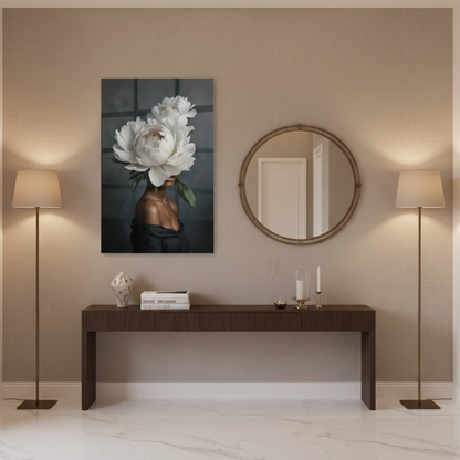 La Beauté de la Pivoine Tableau en Verre Trempé