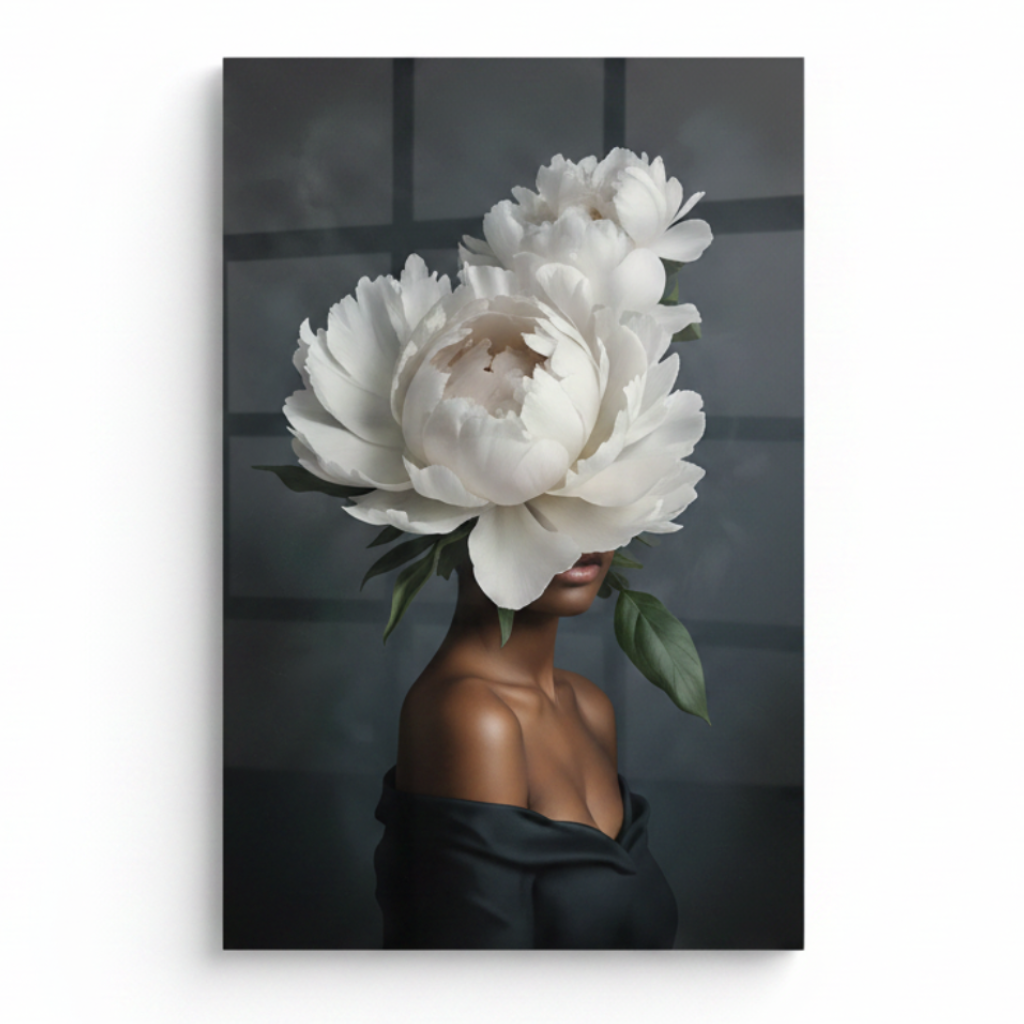 La Beauté de la Pivoine Tableau en Verre Trempé