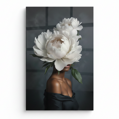 La Beauté de la Pivoine Tableau en Verre Trempé