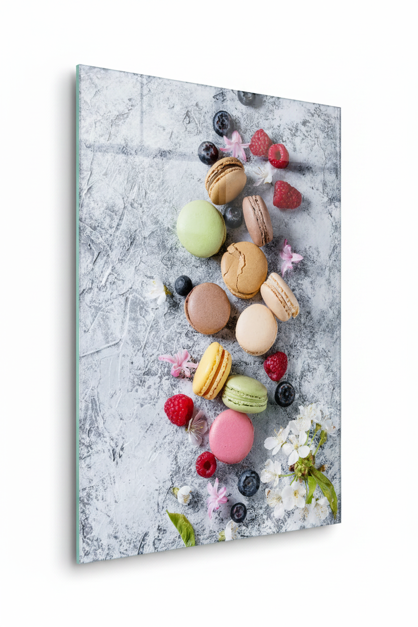 Macarons Tableau en Verre Trempé