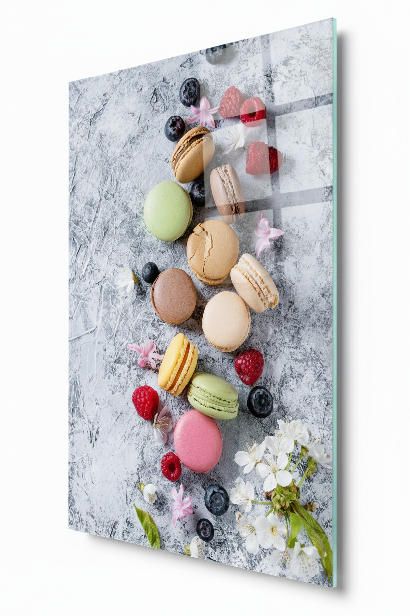 Macarons Tableau en Verre Trempé