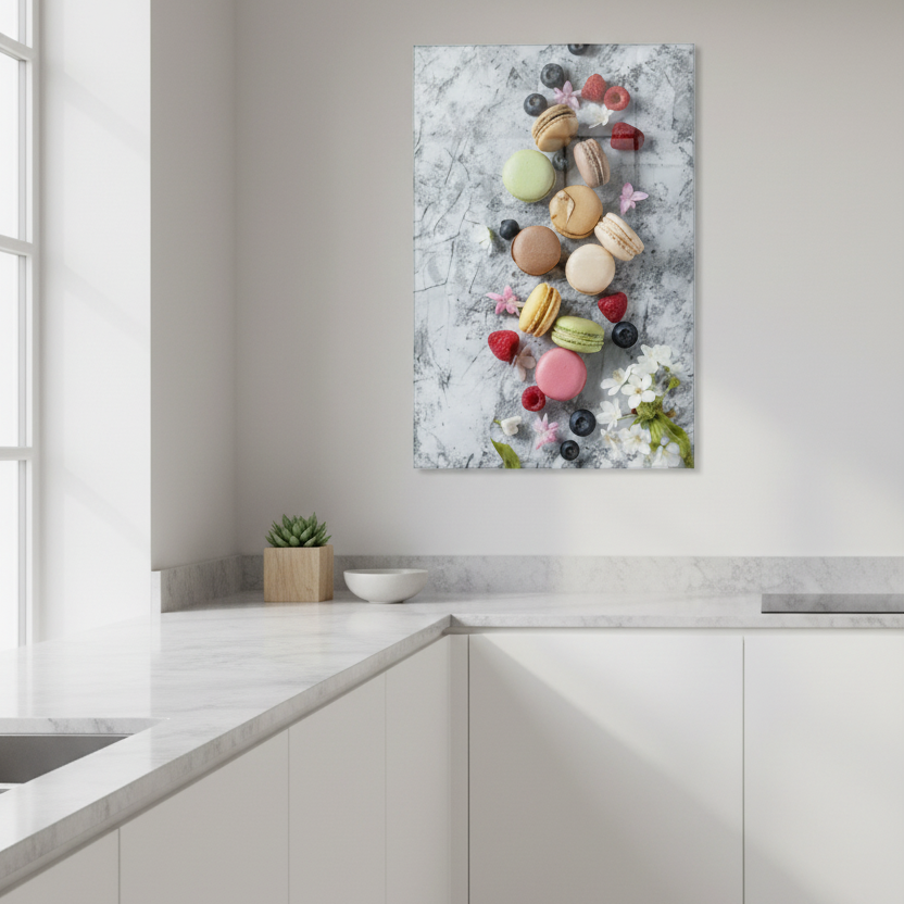 Macarons Tableau en Verre Trempé