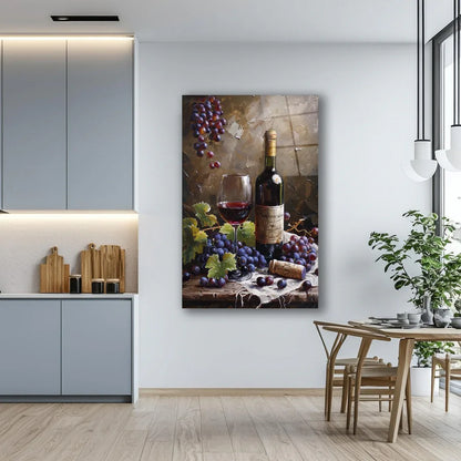 Red Wine Glass Wall Art - LUXARTDECO