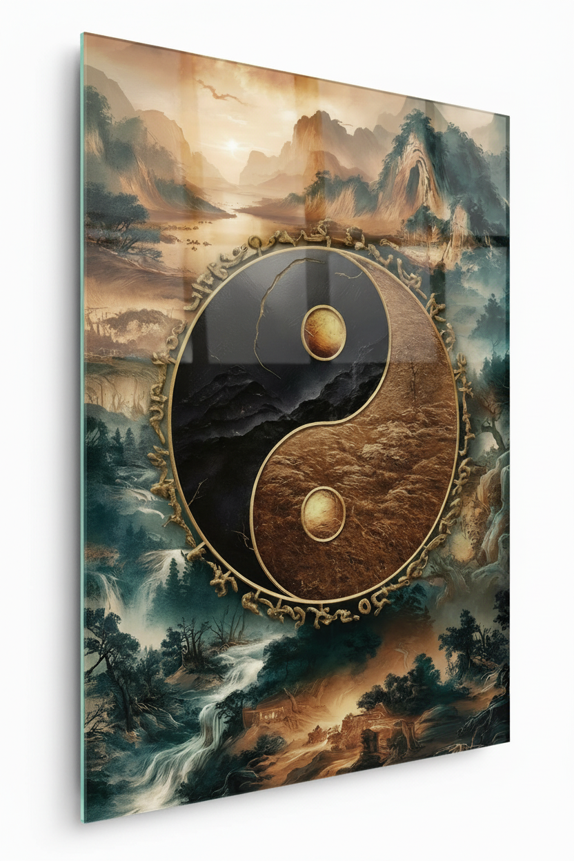 Yin Yangi Quadro in Vetro Temperato