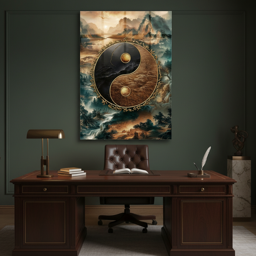 Yin Yangi Quadro in Vetro Temperato