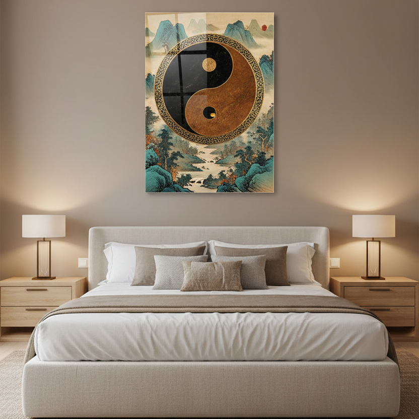 Yin Yangi Quadro in Vetro Temperato