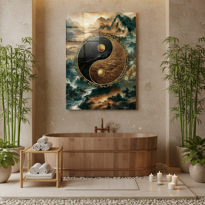 Yin Yangi Quadro in Vetro Temperato