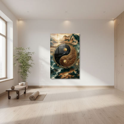 Yin Yangi Quadro in Vetro Temperato