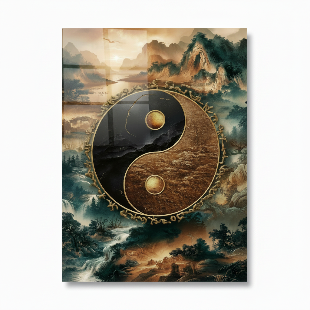 Yin Yangi Quadro in Vetro Temperato