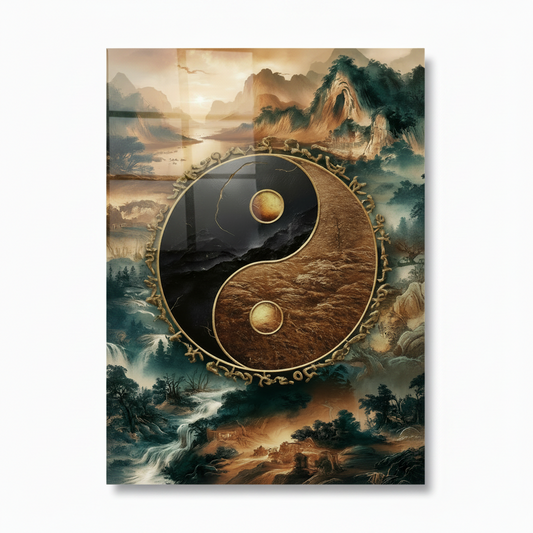 Yin Yang Tableau en Verre Trempé