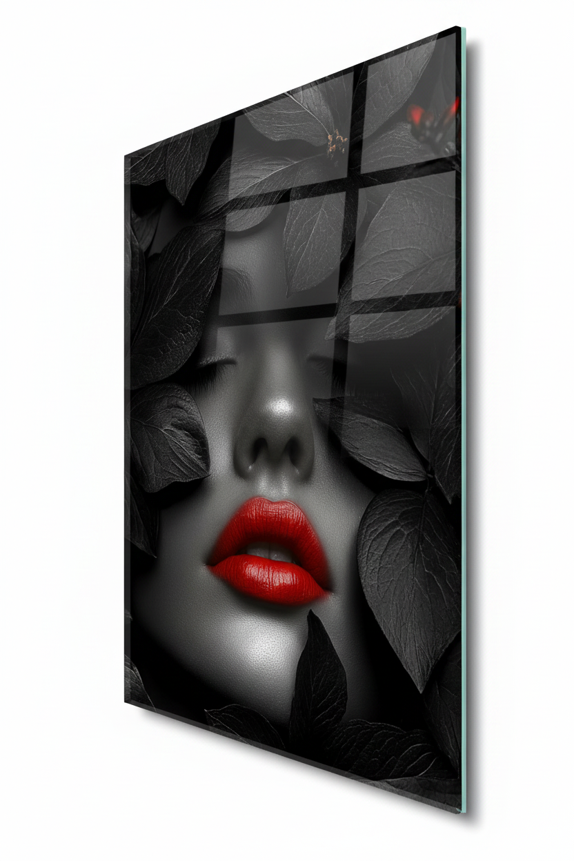 Red Lips Glass Wall Art