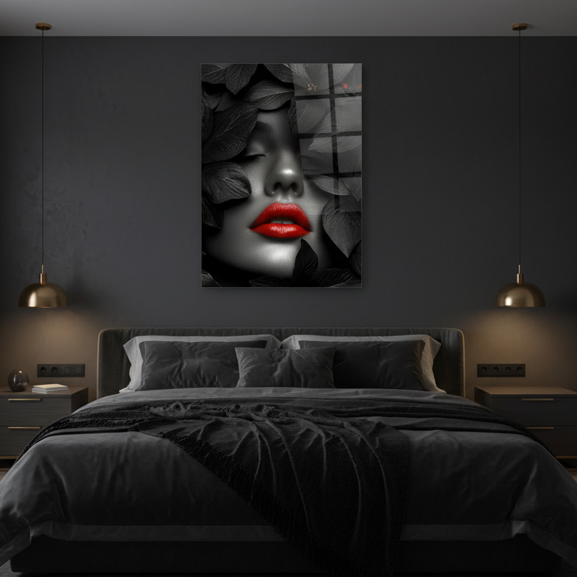 Red Lips Glass Wall Art