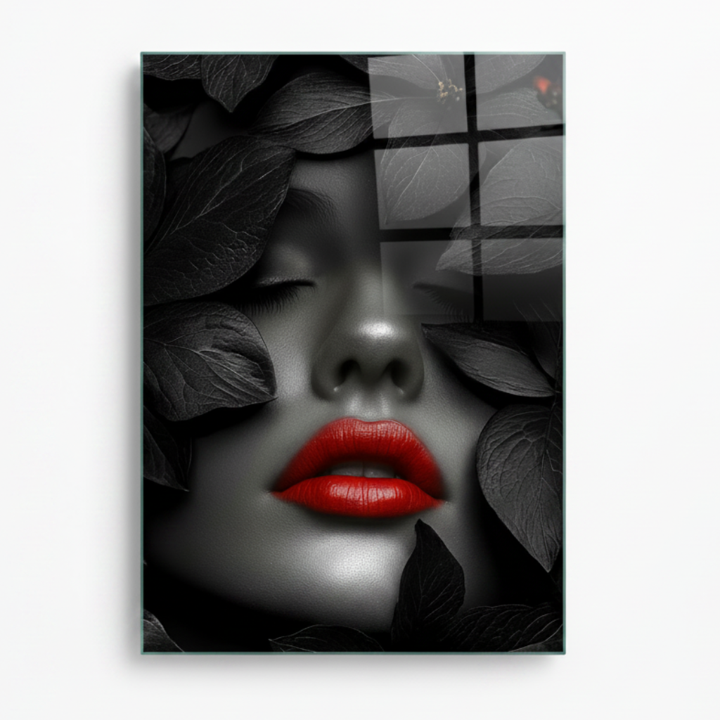 Red Lips Glass Wall Art