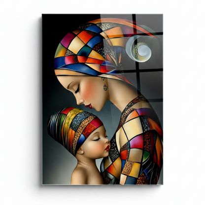 L'amour de la Mère Tableau en Verre Trempé