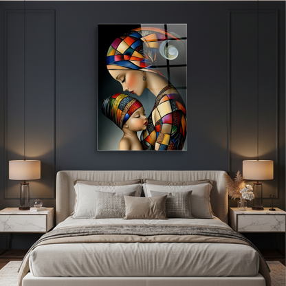L'amour de la Mère Tableau en Verre Trempé